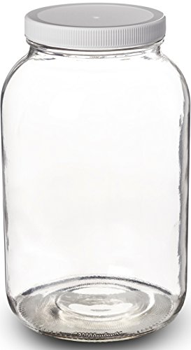 Paksh Novelty Wide Mouth 1 Gallon Clear Glass Jar + Plastic Lid With Airtight Liner Seal for Fermenting Kombucha / Kefir, Storing and Canning / USDA Approved, Dishwasher Safe
