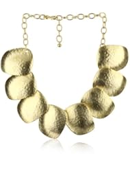Kenneth Jay Lane Large Satin Gold Hammered Flat Disc Necklace