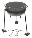 Bayou Classic CI-7404, 4-Gal. Cast Iron Jambalaya Pot, Tripod Stand with Foot Pads, and 2 Lift Hooks