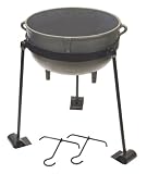 Bayou Classic CI-7404, 4-Gal. Cast Iron Jambalaya Pot, Tripod Stand with Foot Pads, and 2 Lift Hooks