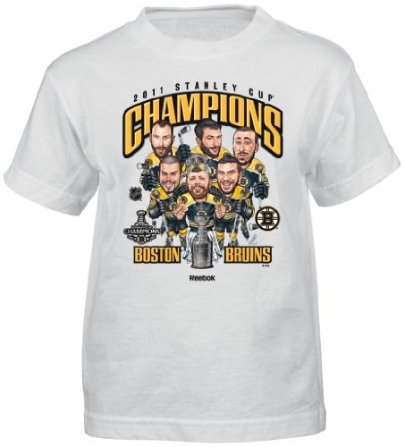 NHL Boys' Boston Bruins 2011 Stanley Cup Champs Caricature Tee Shirt (White, X-Large (18))