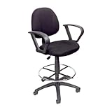 IMAGE OF Boss Drafting Stool with Foot Ring And Loop Arms, Black