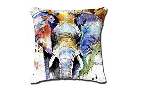 Pillow Covers 18''x18'' Cotton Linen Throw Pillow Cushion Cover Decorative Pillowcase- Hazy Watercolor Elephant ,One Side Printing