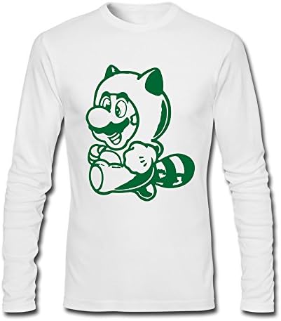 NLJQIANG Super Mario Long Sleeve Shirts S For Men White