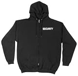 SECURITY - Black Hooded Sweatshirt With Front Zip