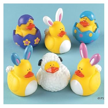 One Dozen 12 Easter Rubber Ducky Party Favors
