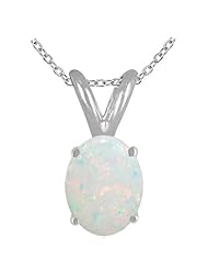 0.35Ct Oval Opal Pendant in Sterling Silver Gold