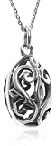 Sterling Silver Filigree Oval Pendant, 18"