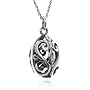 Sterling Silver Filigree Oval Pendant, 18"
