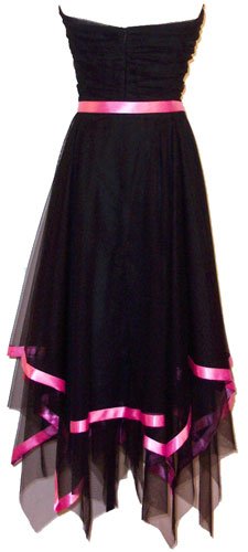 strapless fairy mesh formal gown ribbon trim   xs