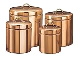 Old Dutch 357 Set of 4 DTcor Copper Canisters 4Qt 2Qt 1.5Qt 1Qt