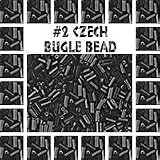 Bugle Beads Size 2 Czech Opaque (a full one hank pack) over 100 colors available individually!, Black