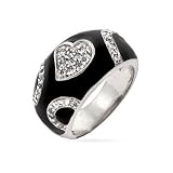 411D6sb5ODL. SL160  Designer Style Black Enamel CZ Heart Ring