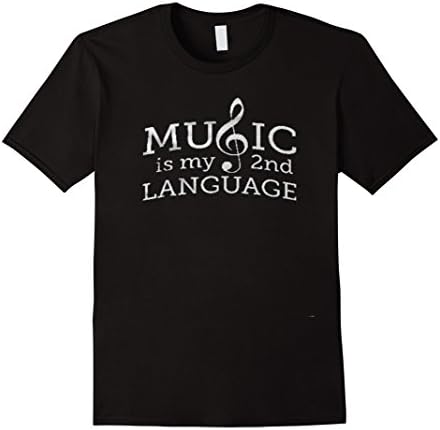 Men's Music is My Second Language Musician Tshirt Large Black