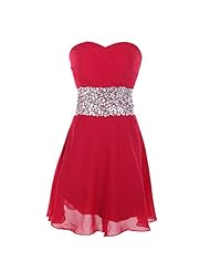 Sweetheart Belted Sequined Short Chiffon Evening Dress/Prom Dress/Party Dress 