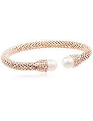 Italian Gold-Plated Sterling Silver Freshwater Cultured Pearl (9.5-10mm) Popcorn Cuff Bracelet