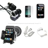 DreamBargains Premium iPod Touch 2G / 2nd Generation 8GB 16GB 32GB Accessory Bundle Kit - Ultra Thick Protective Silicone Sleeve - Black + Screen Protector Film + Travel Charger - White + Car Charger - Black + Durable Metallic Sound Isolating In-Ear Earbud Earphones - Black + Adjustable Windshield Mount - Black