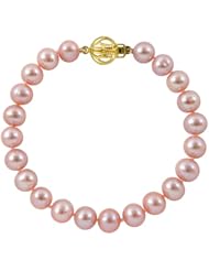 10-11mm 7" Pink Freshwater Pearl Bracelet "A" 14K Yellow Gold Bead Clasp in Gift Box