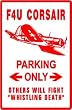 F4U CORSAIR PARKING navy plane bent wing sign