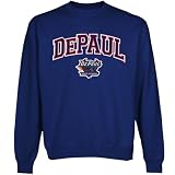 NCAA DePaul Blue Demons Logo Arch Applique Crew Neck Fleece Sweatshirt - Royal Blue