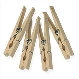 Clothes Pins Traditional Wood w/ Spring 48-Pack Wooden Clothespins