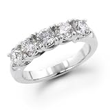14K White Gold 1.00 ctw. Five - Stone Diamond Wedding / Anniversary Band (G-H;SI1-2)