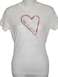 Women Juniors Burned Out White Cotton T-Shirt with Heart