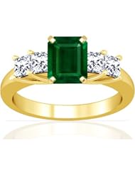 18K Yellow Gold Emerald Cut Emerald Setting