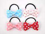 Polka Dots Classy Bow - Baby Girl & Toddler Hair Band / Ponytail Holder - Red, Pink, Blue & White