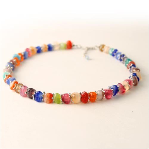 Click here to buy Emma's Rainbow Rock Glass Bead Necklace (18, Metal Clasp).