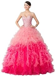 Girls Tulle Crystal    Ball Gown Bandage Dress/Quinceanera Dress  With Ruffles