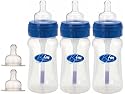 Bfree Plus PPTS - 3er Pack: 3 Babyflaschen 260 ml, 2 Silikonsauger: Größe 1 und 2, Flaschen aus Kunststoff ohne Bisphenol A (Polypropylen)