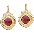 14K Yellow Gold Icy Red Garnet and Diamond Fashion Earrings