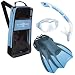 US Divers Snorkel Set, Dive Mask, Trek Fins, Dry Snorkel, Gear Bag, Women's Snorkeling Package (FREE SHIPPING)