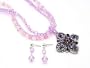 Fiery Purple Crystal Three-Strand Necklace and Earrings