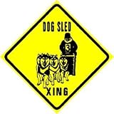 DOG SLED CROSSING musher race arctic sign