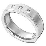 0.20 Ct. T.W. Round Brilliant Cut Diamonds, 14K White Gold. Three Stone Men's Diamond Band