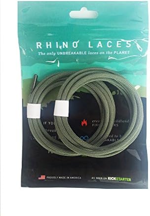 Rhino Laces - Unbreakable Shoelace- Foliage Green - Extra Large (1 Pair, 10-14 pairs of eyelets)