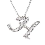 Initial H Silver CZ Diamond 1/2