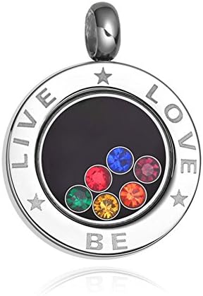 Foreasy Free Moving Gems Rainbow Stainless Steal Pendant Necklace
