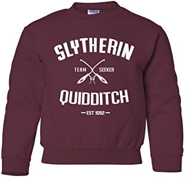 Childrens Harry Potter Slytherin Quidditch Crewneck Sweater (Large, Black)