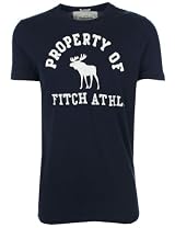 Abercrombie & Fitch Mens T-Shirt Crew Neck Navy Blue Fitch Athletic