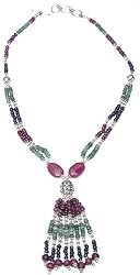 Silver Y Necklaces Clear Quartz Gemstone Jewelry 19 inches