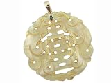 Yellow Mother Of Pearl Keepers of Happiness Pendant, 14k Gold