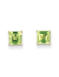 MadiK® 14k Yellow Gold Polished Peridot 5mm Square Post Stud Earrings