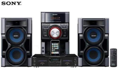 Sony MHCEC79i 380 Watts Mini Hi-Fi Shelf Audio System with Sony TCWE475B Dual Cassette Player / Recorder , Integrated iPod Dock , CD Player , AM/FM Tuner & 3-way 3-driver Bass Reflex Speakers - Black