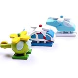 KINGMAK Bewegliches Flugzeug aus Holz Spielzeug Flugzeug Serie Set(12 piece) -