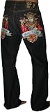 CHRISTIAN AUDIGIER Ed Hardy Mens Loose Relaxed Denim Jeans Pants Raw Denim 34 Inseam