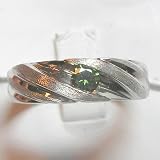 14K White Gold Green Diamond Man's Ring
