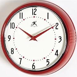 Retro Metal Wall Clock - Red